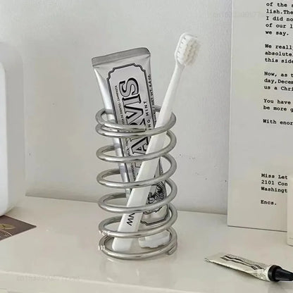 Stainless Steel Toothbrush Holder – Metal Bathroom Accessory for Toothpaste, Makeup Brush Storage & Home Organization