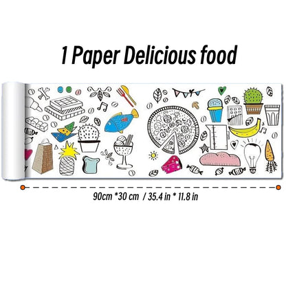 90cm Animal Canvas Children's Drawing Roll DIY Coloring Paper Roll Color Filling Graffiti Paper-cut Painting Educational School
