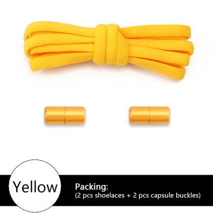 Colored Round No Tie Shoelaces – Elastic Lock Shoelaces with Matte Metal for Sneakers & Casual Shoes