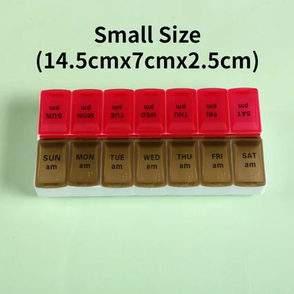 7-Day Travel Pill Organizer – Portable Weekly Pill Case with 14 Grids for Vitamins & Medications