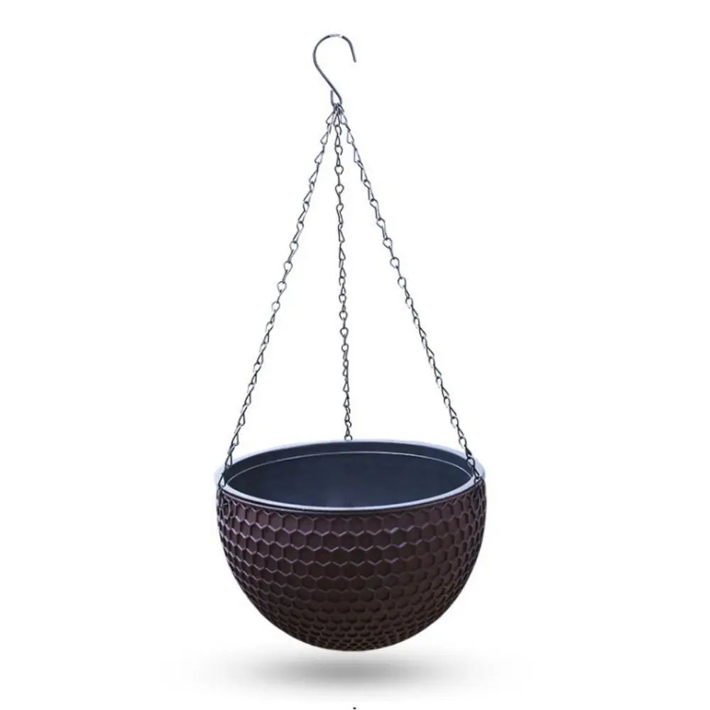 New Plastic Imitation Weaving Flower Pot Self Absorbent Outdoor Hydroponic Flowerpot Garden Decoration Hanging Flower Basket