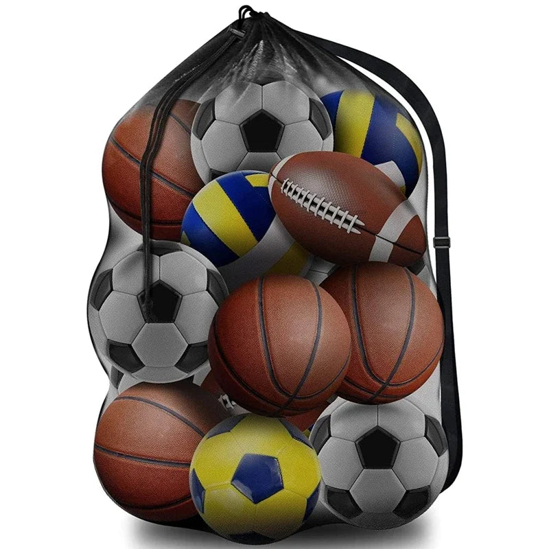 Mesh Soccer Ball Bag – Extra Large Drawstring Sports Equipment Storage with Zipper Pocket