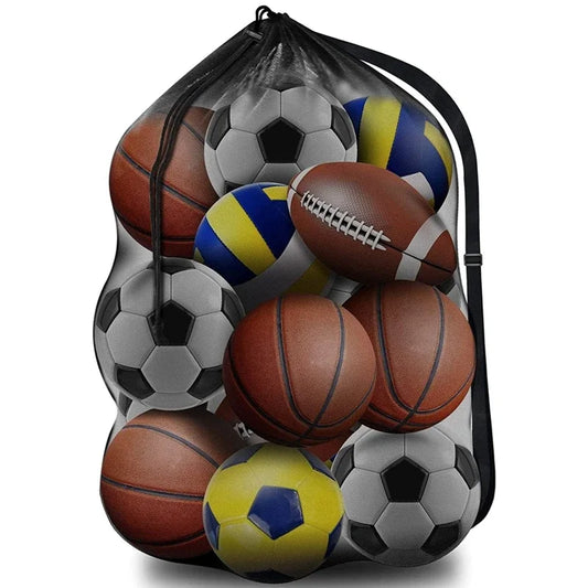 Mesh Soccer Ball Bag – Extra Large Drawstring Sports Equipment Storage with Zipper Pocket