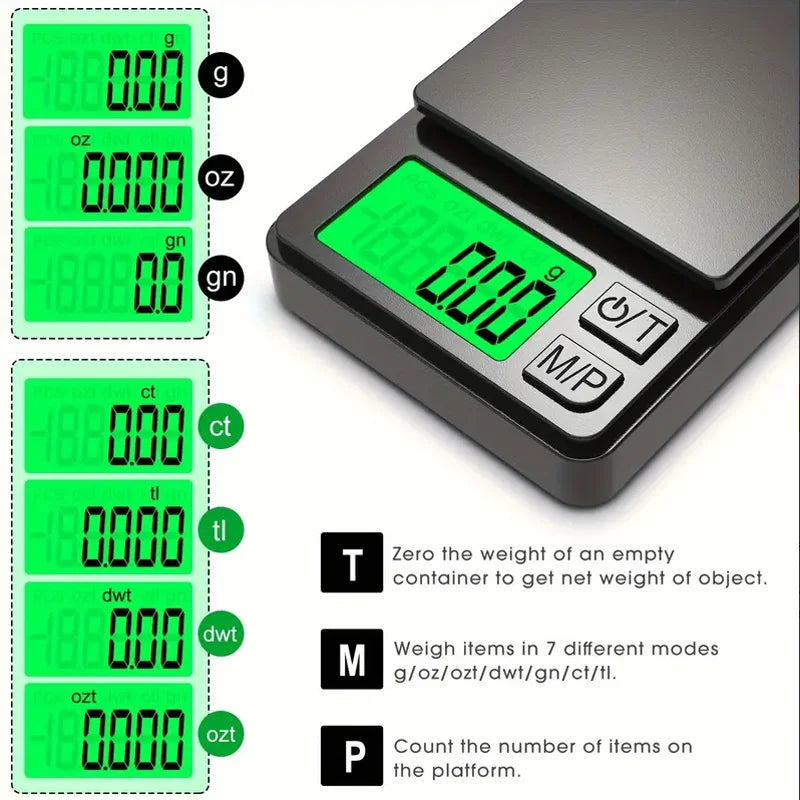 Precision Pocket Digital Scale – 1000g x 0.1g Mini Jewelry & Food Gram Scale with Backlit LCD