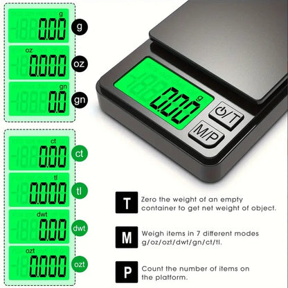 Precision Pocket Digital Scale – 1000g x 0.1g Mini Jewelry & Food Gram Scale with Backlit LCD