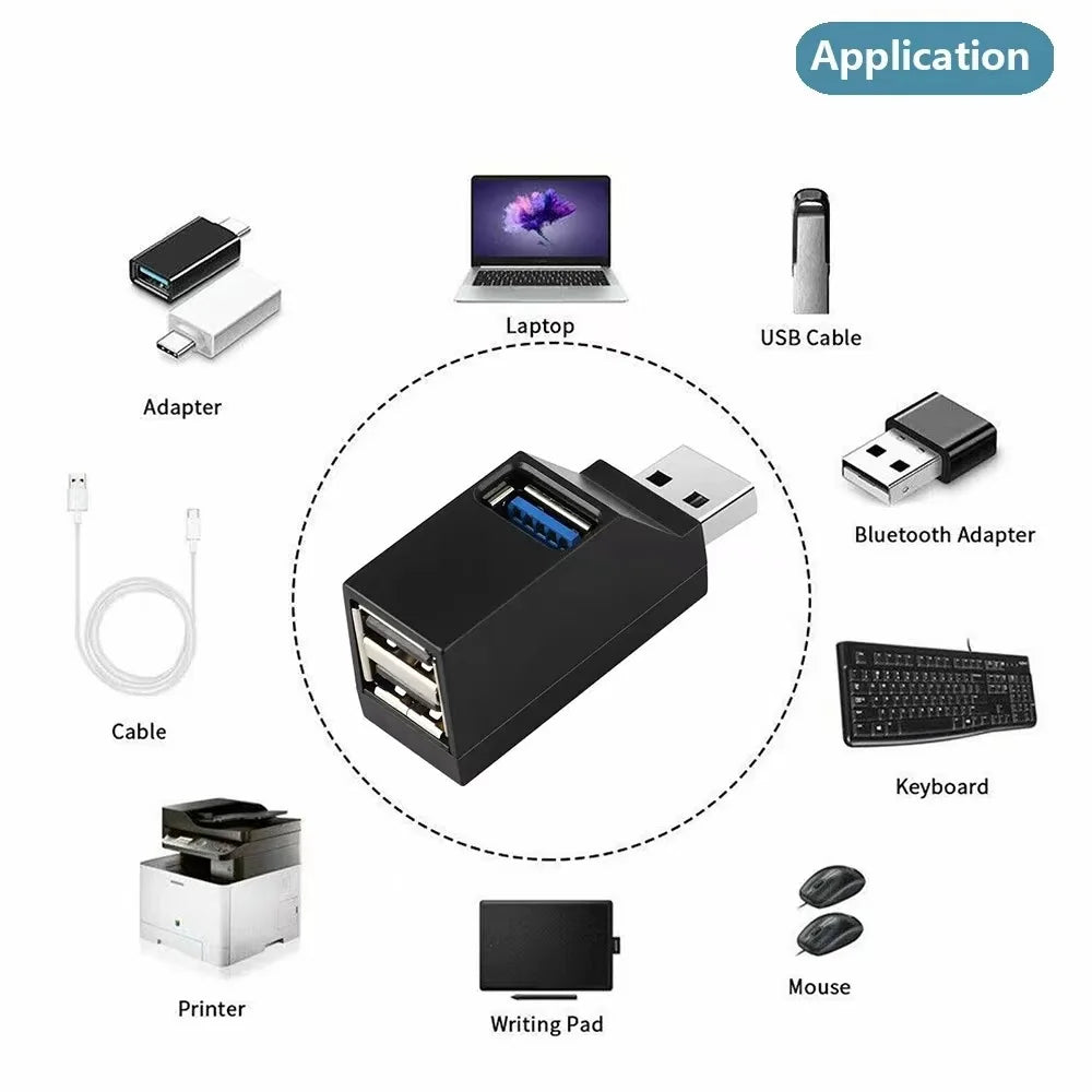USB 3.0 Multi-Port Extender – Car Splitter Charging Adapter for Laptop & Office Use