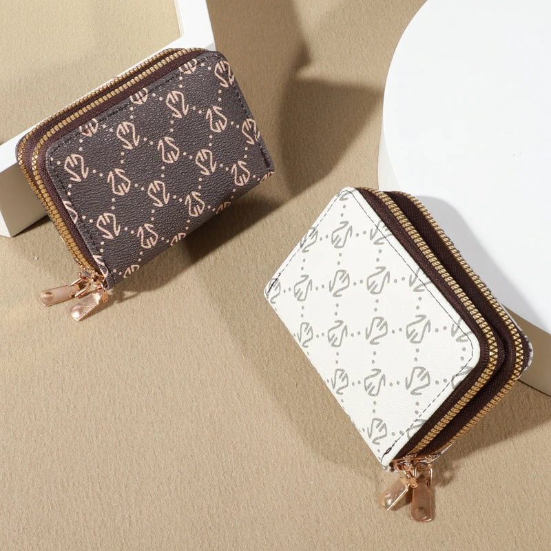Chic Vintage Zipper Card Holder Wallet – Women’s Faux Leather Purse with Coin Pocket & Multi-Card Slots