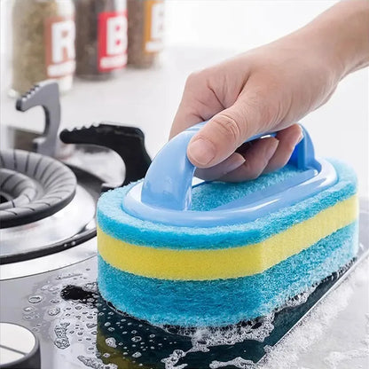 Kitchen Cleaning Brush with Handle – High-Density Scouring Pad for Pots, Walls & Tile Scrubbing