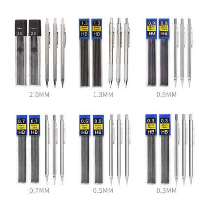 Mechanical Pencil Set 0.3–2.0mm – Full Metal Drawing & Writing Pencils with Leads for School & Office