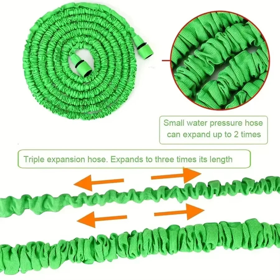 Expandable Garden Hose with 7 Spray Functions – High-Pressure Watering Hose with Nozzle for Car Wash, Pets, and Home Garden Use