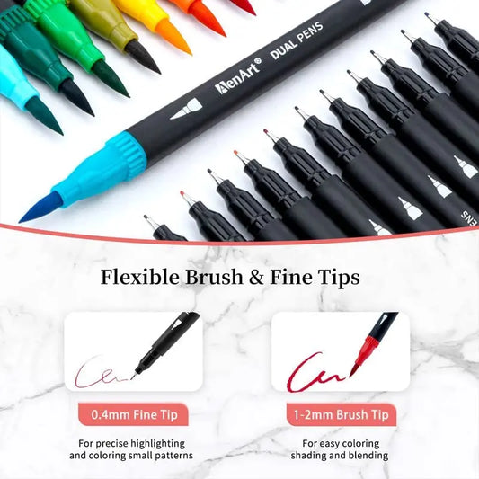12–120 Colors Felt Tip Marker Set – Dual Brush Watercolor Pens for Drawing & Calligraphy