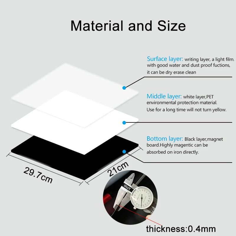 A4 Magnetic Dry Erase Board – Flexible Fridge Whiteboard Sheet for Kitchen Memo & Grocery List