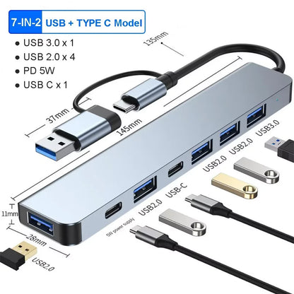 3 in 1 Usb Hub USB C to HDMI-compatible Splitter HUB Type-c to HDMI-compatible USB3.0 Docking Station For Macbook Air Converter