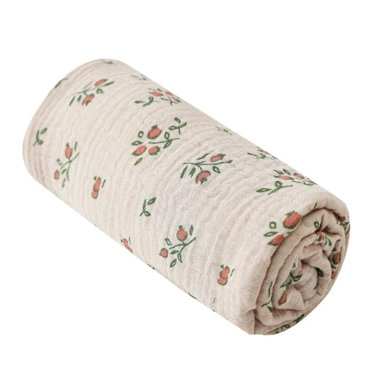 Cotton Muslin Baby Swaddle Blanket – Solid & Floral Print Crinkle Fabric for Newborns and Toddlers