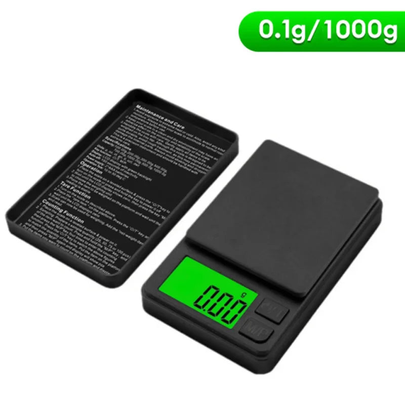 Precision Pocket Digital Scale – 1000g x 0.1g Mini Jewelry & Food Gram Scale with Backlit LCD