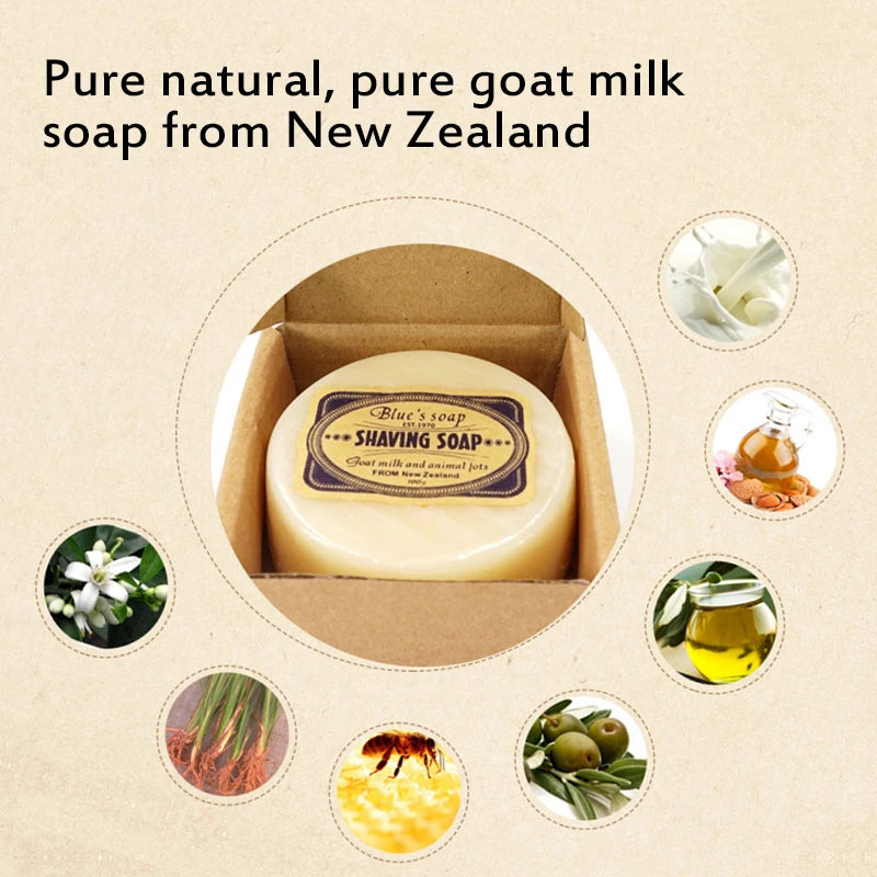Men’s Shaving Cream Mustache Soap – Goat Milk Facial Care for Smooth Beard Removal, 100g