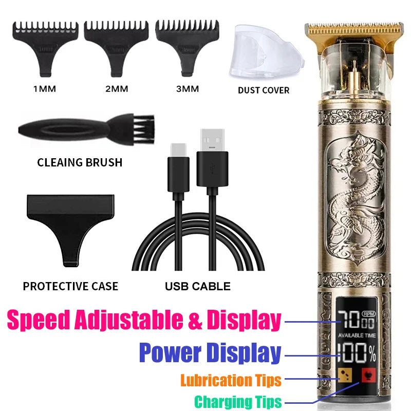 Hot Sale Vintage T9 Electric Cordless Hair Cutting Machine Professional Hair Barber Trimmer For Men Clipper Shaver Beard Lighter
