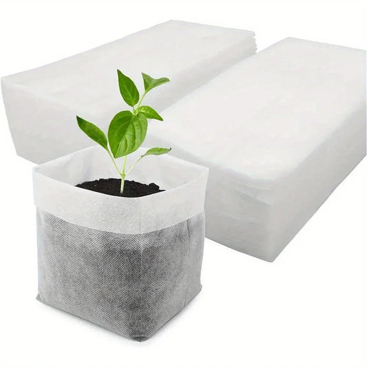 100PCS Biodegradable Seed Nursery Bags – Non-Woven Grow Bags for Plants, Seedlings & Garden Transplants