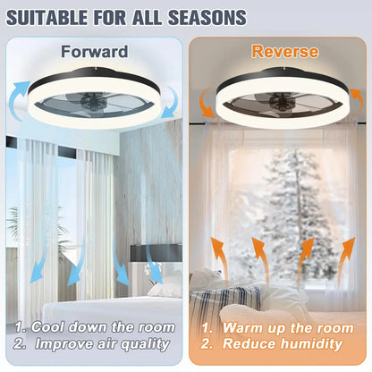 Simple LED Ceiling Fan Light with Remote Control – Infinite Dimming & 6-Speed Wind for Living Room & Bedroom