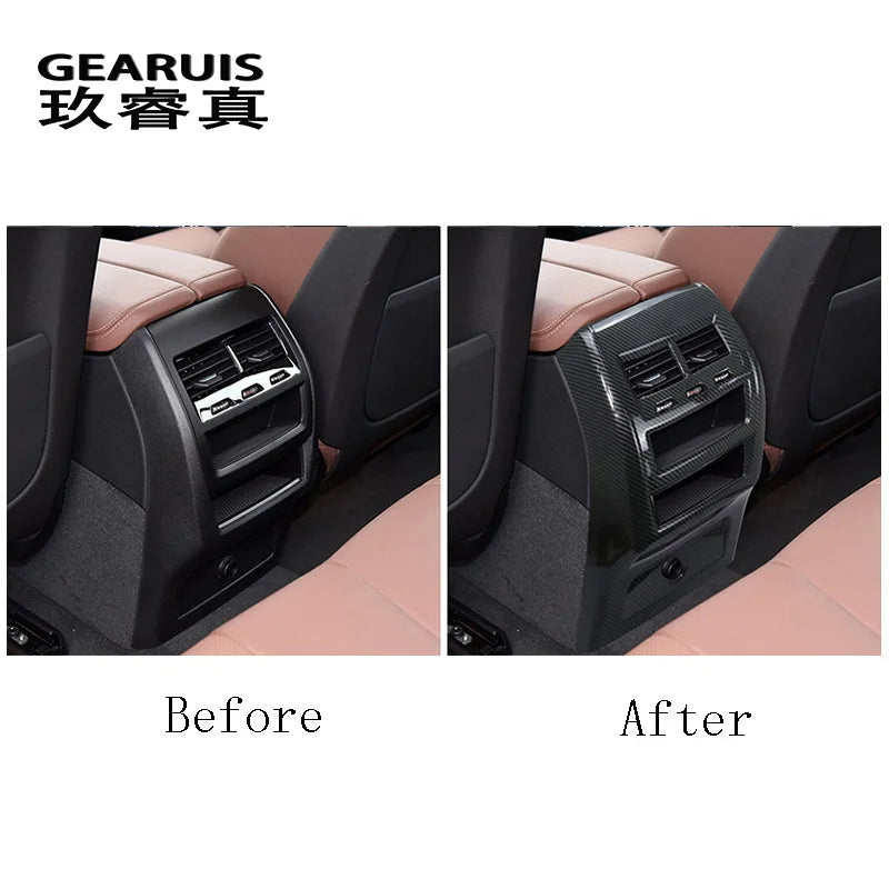 Car Carbon fiber Rear Air Conditioning Vent Outlet decoration Cover Sticker For BMW X5 G05 X6 G06 2019-2022 Interior Accessories
