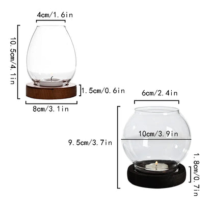 Transparent Round Glass Candlestick – Retro Windproof Candle Holder for Weddings & Decor