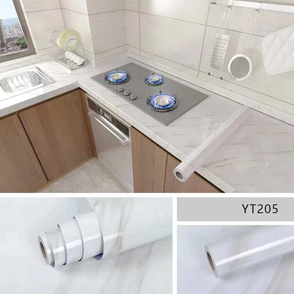 40cm Self-Adhesive Marble Wallpaper – Waterproof & Oil-Proof PVC Peel and Stick Wall Decor for Kitchen & Home