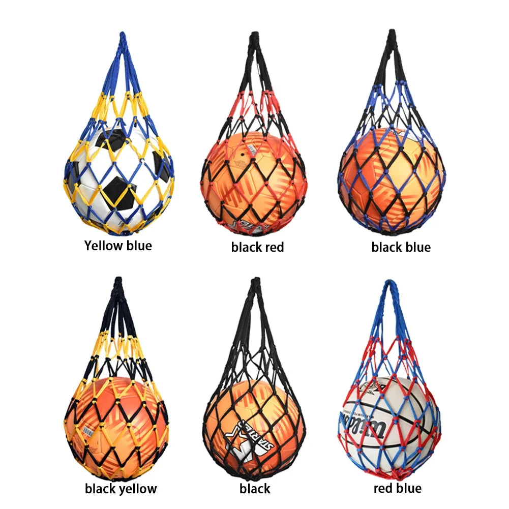Net Soccer Volleyball Drawstring Ball Bag – Nylon Mesh Storage for Football & Sports Equipment