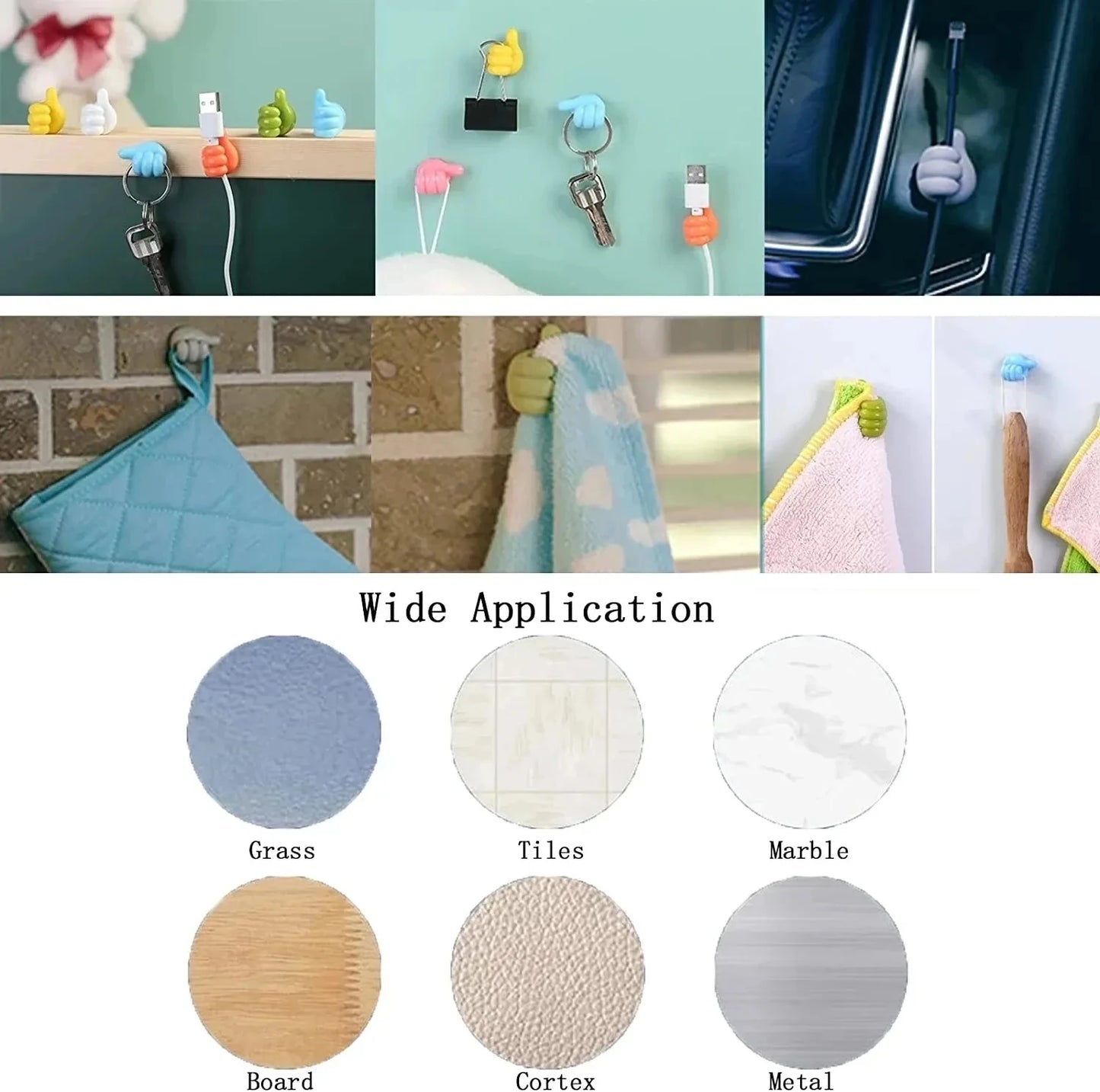 Silicone Thumb Wall Hook Cable Organizer Clips – Self-Adhesive Wire Holder for Kitchen, Bathroom & Home Desk Storage