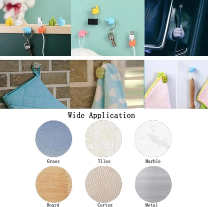 Silicone Thumb Wall Hook Cable Organizer Clips – Self-Adhesive Wire Holder for Kitchen, Bathroom & Home Desk Storage
