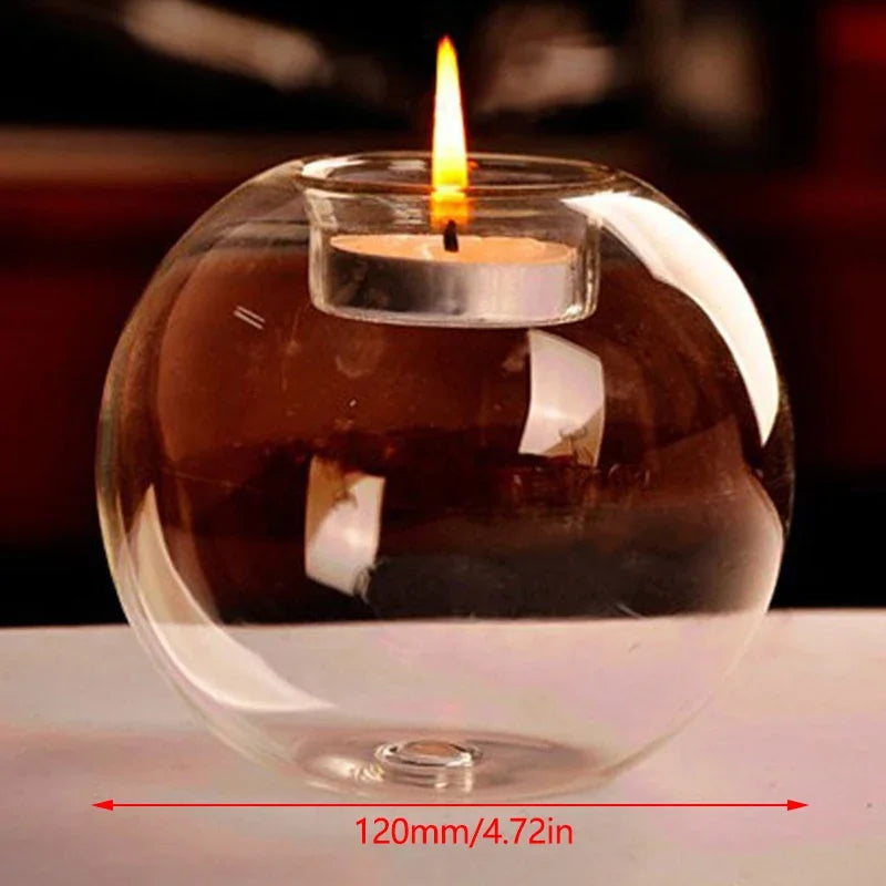 Clear Glass Tealight Candle Holder – Hollow Round Design for Weddings & Home Decor