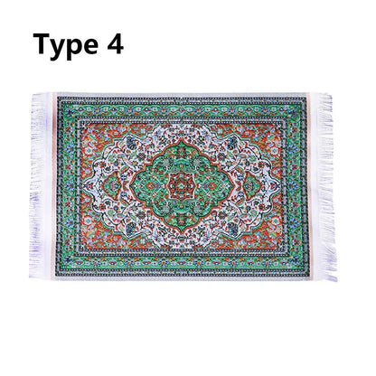 1:12 Scale Turkish Style Dollhouse Carpet – Miniature Weaving Rug for Doll Accessories & Mini House Decor