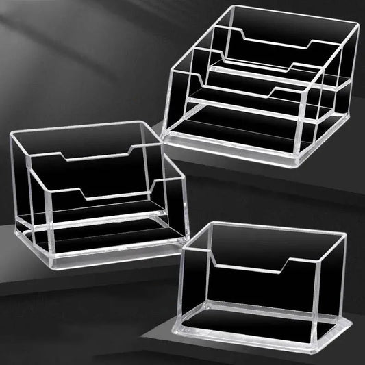 Acrylic Business Card Holder – Clear Desktop Stand for Cards & Notes