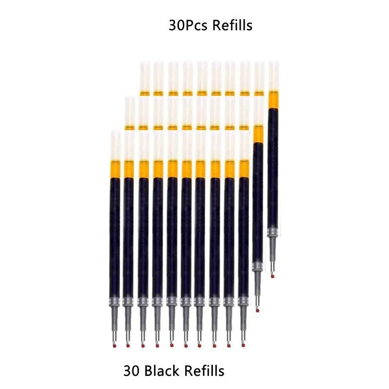 13/30pcs Retractable Gel Pens Set – Black, Red & Blue Ink Ballpoint Pens for School & Office Writing