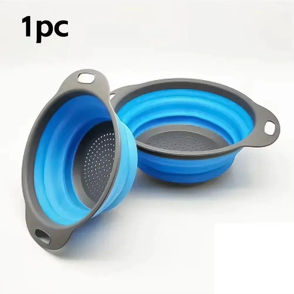 LMETJMA Round Folding Colander BPA Free Fruits Vegetables Washing Drain Basket Kitchen Colander Strainer Dishwasher Safe KC0236