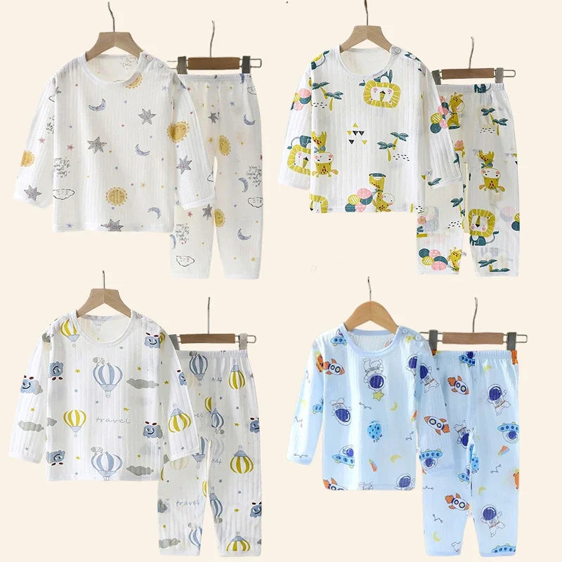 Children's Cotton Pajama Set – Long/Short Sleeve Homewear for Boys and Girls (Autumn/Winter)