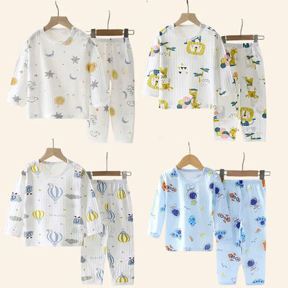 Children's Cotton Pajama Set – Long/Short Sleeve Homewear for Boys and Girls (Autumn/Winter)