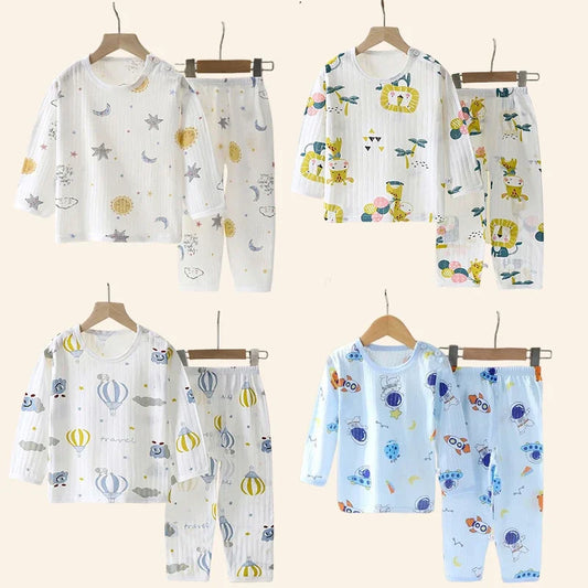 Children's Cotton Pajama Set – Long/Short Sleeve Homewear for Boys and Girls (Autumn/Winter)