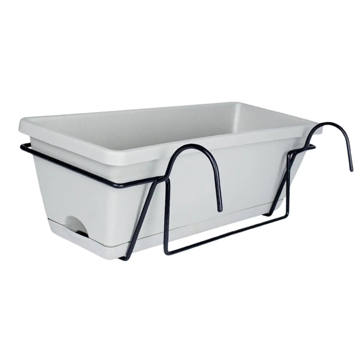 Balcony Railing Hanging Planter – 6L Plastic Window Box with Tray & Rack