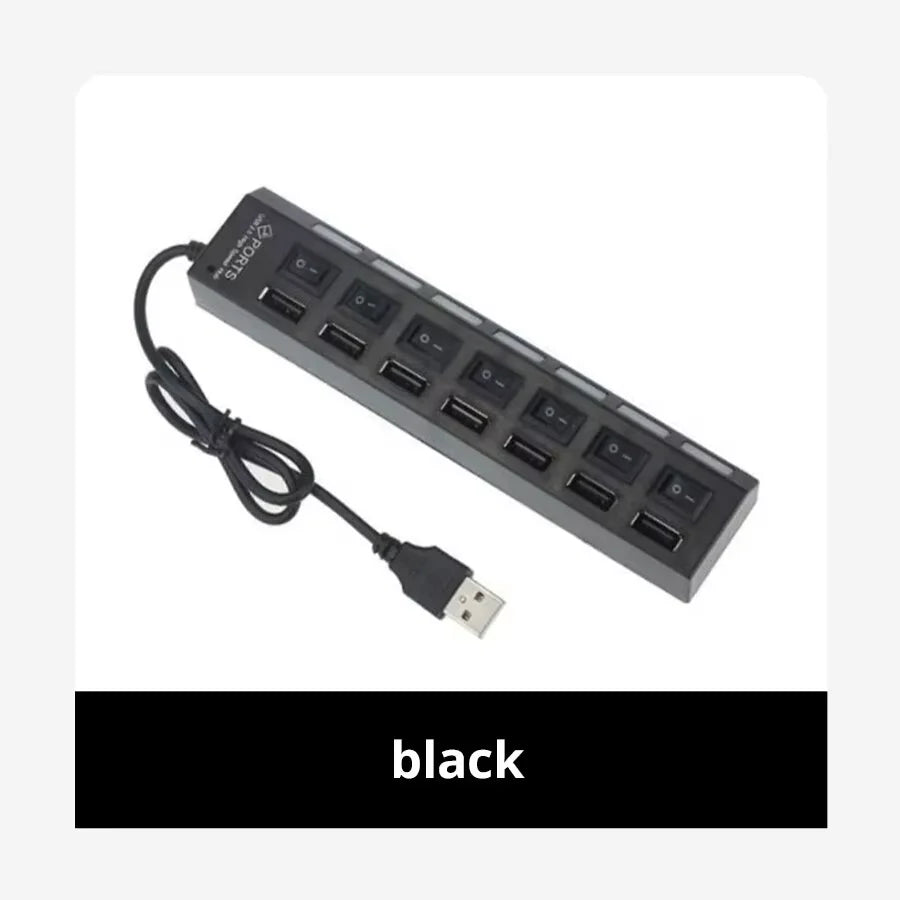 HOMEFISH Switch Extension Hub 7-port USB2.0 Hub Computer USB Extension Hub Seven USB2.0 Splitter PC Laptop Desktop Switch