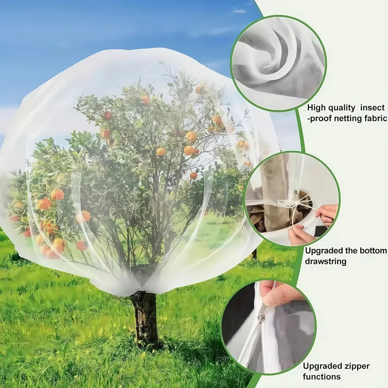 Netting Cover with Drawstring for Large Fruits Tree Garden Insect Netting Transparent Bird Plant Barrier Mesh Screen