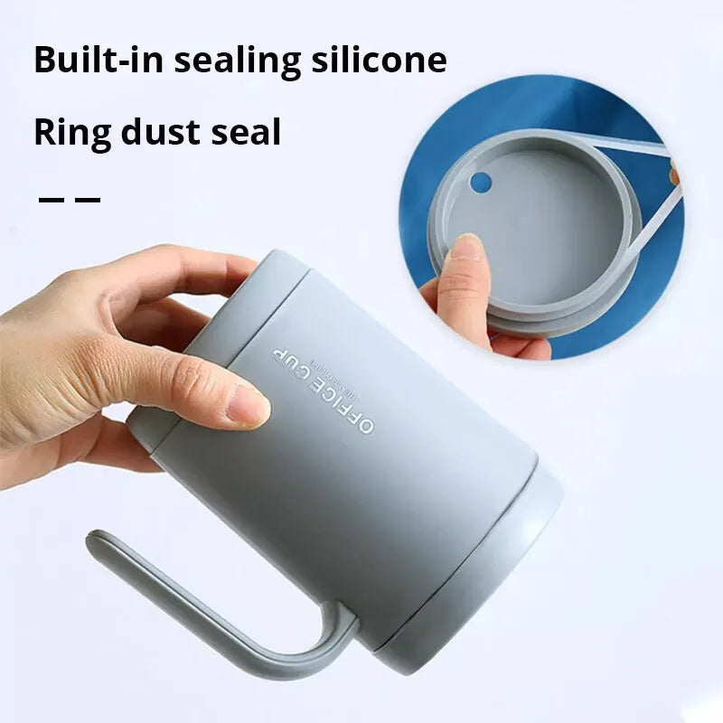 Grey PP Liner Coffee Cup – 500ml Portable Large Capacity Travel Mug with Lid for Office, Kitchen & Outdoor Use