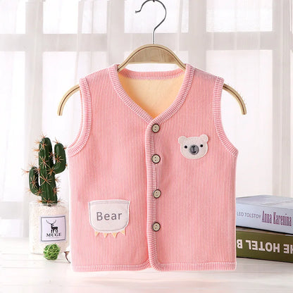 Kids Velvet-Lined Winter Vest – Thicken Warm Waistcoat Jacket for Boys & Girls (9M–7Y)