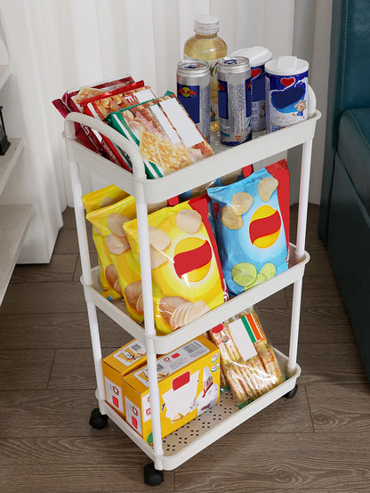 3/4-Tier Multi-Layer Rolling Storage Cart – Mobile Kitchen, Bathroom & Bedroom Organizer with Lockable Wheels