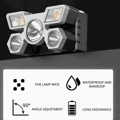 5LED USB Headset Flashlight – High-Brightness Rechargeable Headlamp for Outdoor, Fishing & Household Use