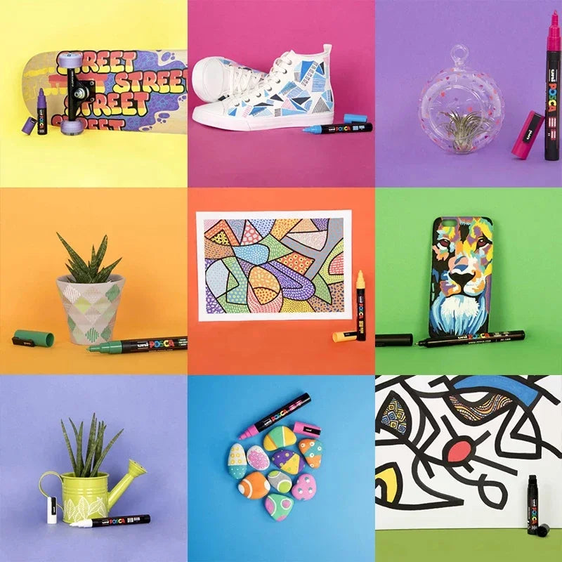 Uni Posca Full Marker Set – Multi-Colours Acrylic Permanent Graffiti Painting Pens