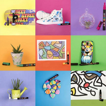 Uni Posca Full Marker Set – Multi-Colours Acrylic Permanent Graffiti Painting Pens
