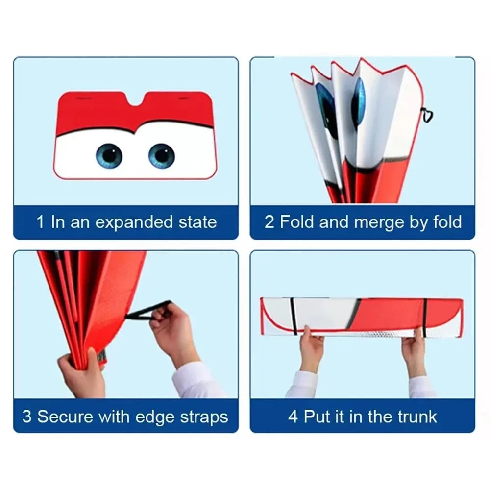 Car Front Windshield Sunshade – Solar Protection Sun Visor Cover with Fun Face Design