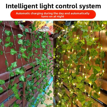 Flower Green Leaf String Lights – Battery Powered Artificial Vine Fairy Lights for Christmas Tree & Home Decor