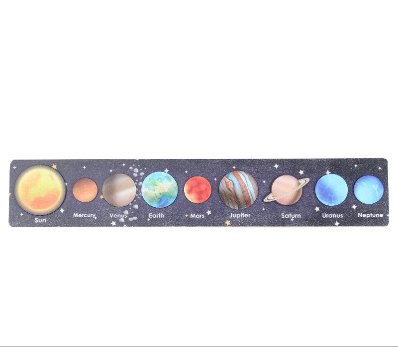 Children’s Wooden Planet Puzzle – Montessori Solar System Matching Game Toy
