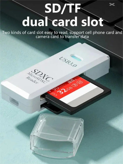 Multi-Functional 2-in-1 High-Speed USB 3.0/2.0 Card Reader – Supports TF & SD Cards for Computer, Tablet, Laptop & Car Use